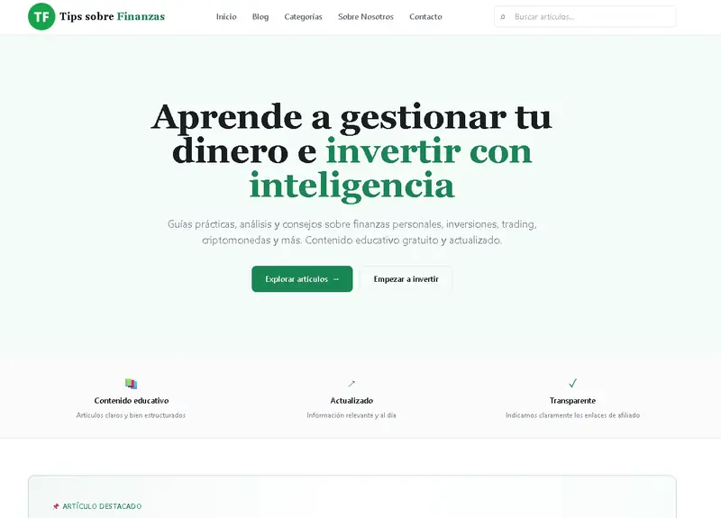 Captura de pantalla del proyecto Tips Sobre Finanzas