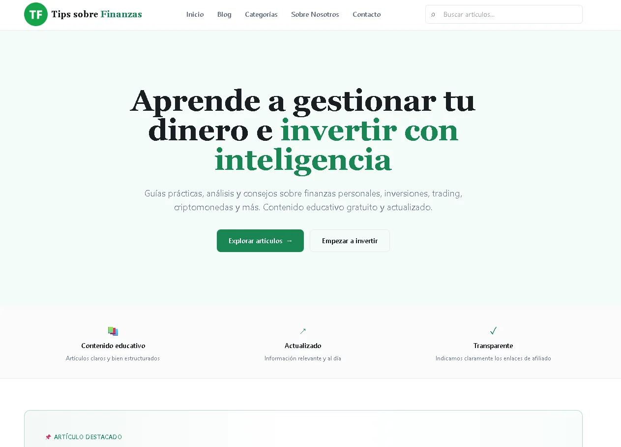 Captura de pantalla del proyecto Tips Sobre Finanzas